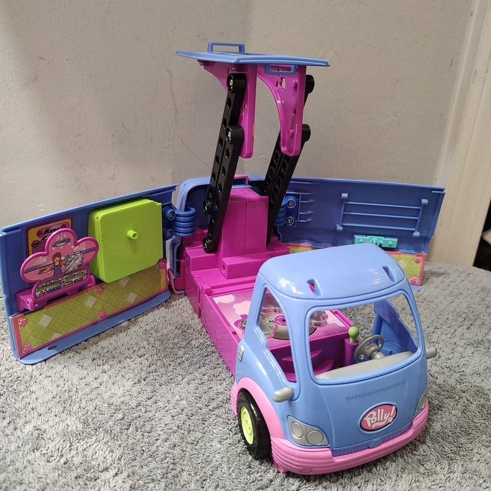 2004 Polly Pocket Party Bus RV Van Lights Sounds Rare Vintage Purple Disco